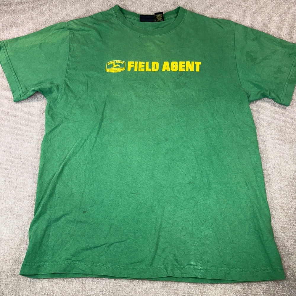 John Deere Field Agent T-Shirt Mens Large Green Graphic Short Sleeve Cotton Tee